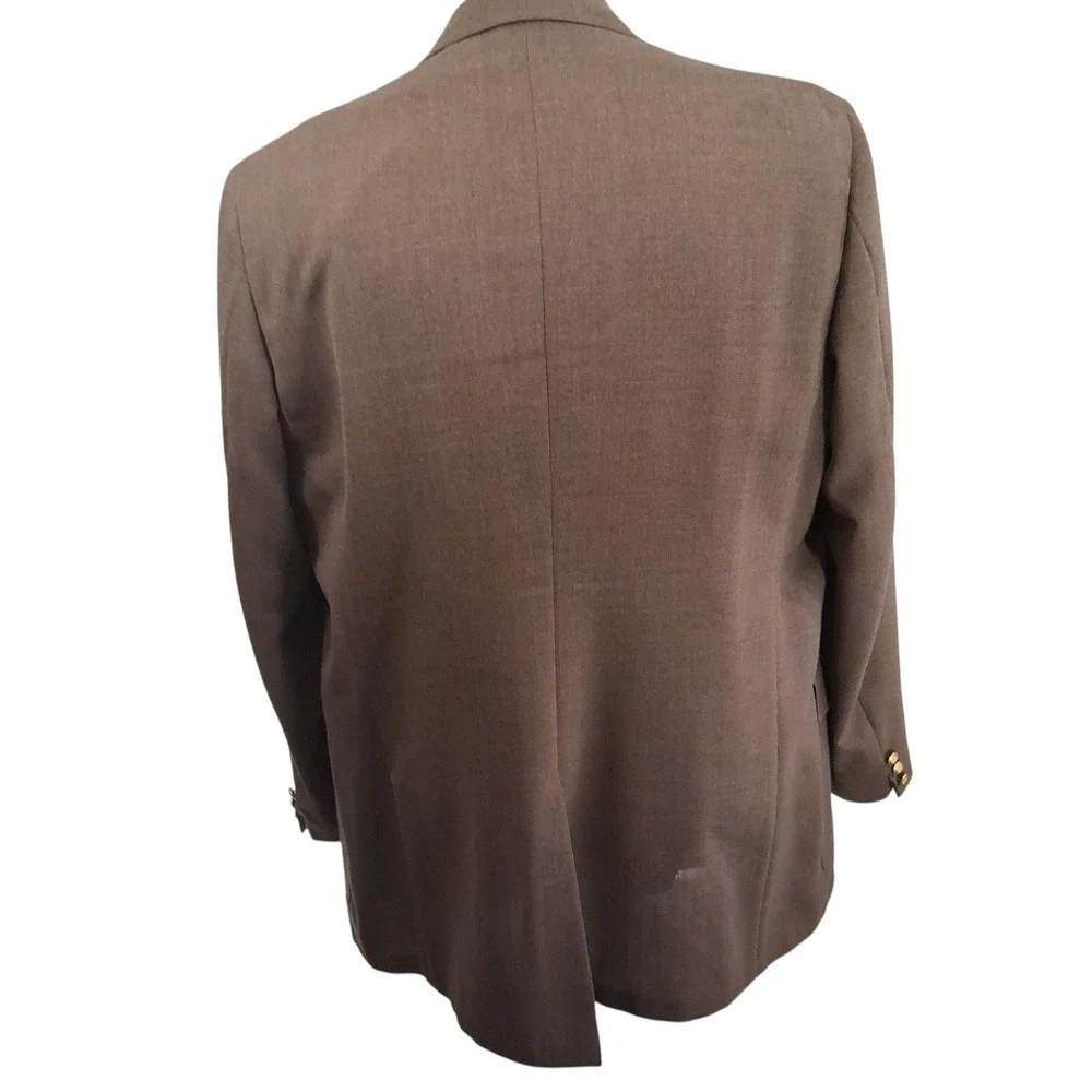 Palm Beach Blazer Mens 48L Brown Classic Gold Button Sport Coat Single Vent